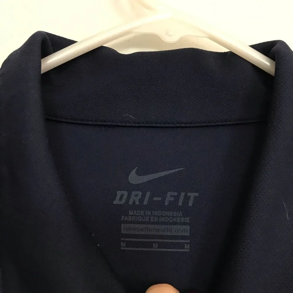Nike Dri Fit Mens Sz M Navy Blue Polo Collared Shirt Short Sleeve Golf Shirt